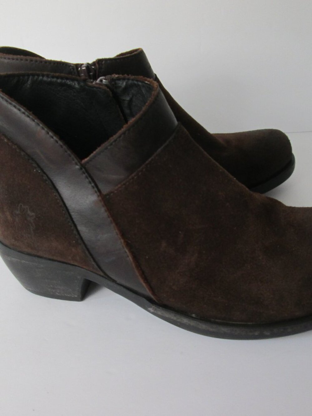 Fly London Wynn Brown Suede Side Zip Wedge Ankle Boots Women's Size 37/US 6.5-7